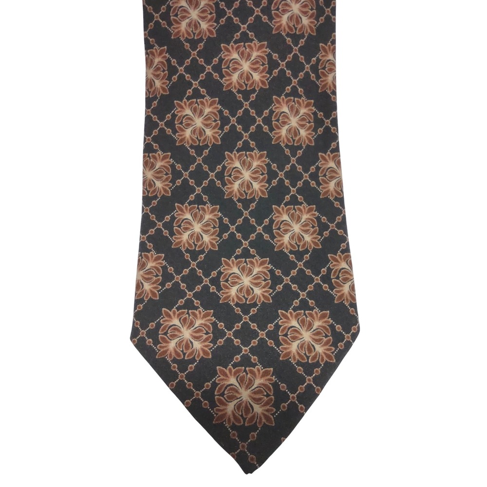 Giorgio Armani Cravatte Silk Necktie Brown Floral Pattern Italy Made